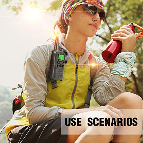 Walkie Talkies, MOICO Long Range Walkie Talkies for Adults with 22 FRS Channels,Family Walkie Talkie with LED Flashlight VOX LCD Display for Hiking Camping Trip (Black 2 Pack)