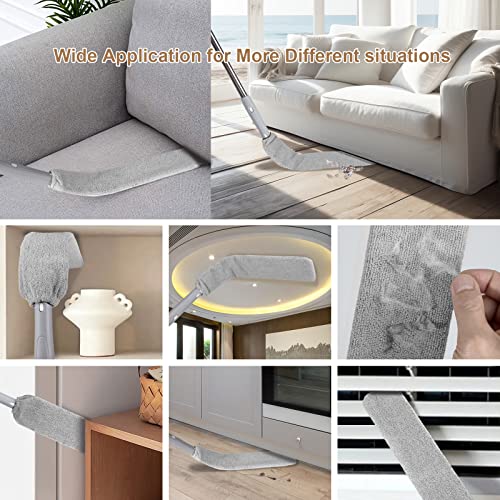 Extendable Gap Mop Dust Cleaner, Under Furniture, Fridge & Appliance Microfiber Hand Duster, Extension Pole Dust Scrub Brush for Damp and Dry, Cleaning Supplies Tools for Bedroom Bed Sofa Kitchen