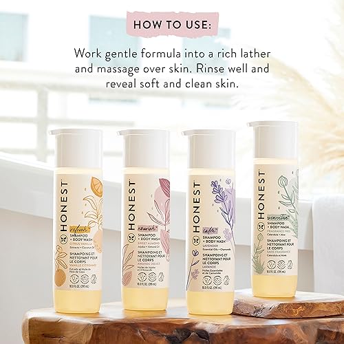 The Honest Company 2-in-1 Cleansing Shampoo + Body Wash | Gentle for Baby | Naturally Derived, Tear-free, Hypoallergenic | Citrus Vanilla Refresh, 10 fl oz