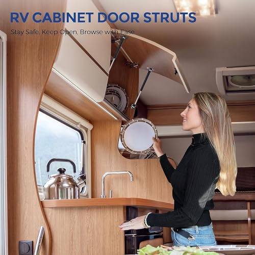 Ravinte Hardware 4 PCS Gas Struts for Cabinet 10 Inch Gas Strut Lift Supports Hinges for Lid Stay Kitchen Cabinet Black Gas Shocks Lift Support 100N/22.5 LB Soft Open Doors Lift Gas Struts