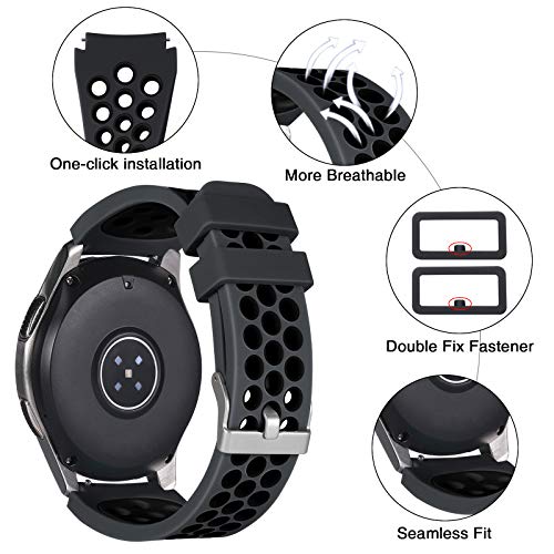 Lerobo Compatible with Samsung Galaxy Watch Band 46mm/Galaxy Watch 3 45mm Band/Gear S3 Frontier,Classic Watch Band, 22mm Soft Silicone Breathable Watch Strap Wristband for Women Men,(Navy Blue/White)