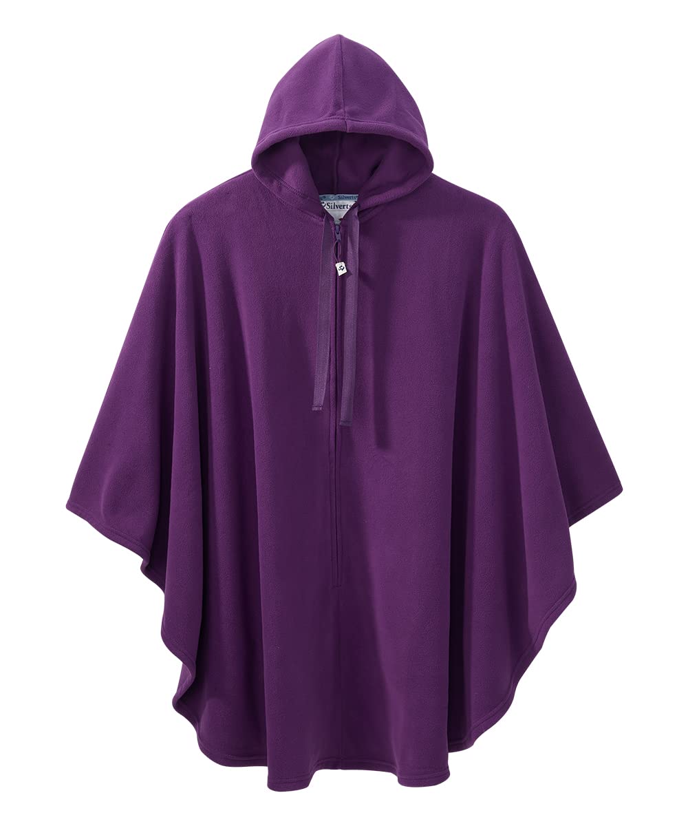 Silverts Men’s & Women’s Adaptive Fleece Wheelchair Cape With Hood - Violet