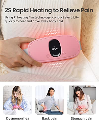 iDOO Heating Pad for Period Cramps, FSA HSA Eligible, Portable Cordless Back Belly Heat Pad for Menstrual Cramp Relief, Christmas Gifts for Women and Girl, Electric Period Heating Belt, Pink