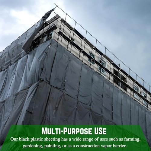 Farm Plastic Supply - Black Plastic Sheeting - 4 mil - (3' x 100') - Black Plastic Tarp, Polyethylene Vapor Barrier Plastic Sheeting, Black Painters Tarp, Roll of Heavy Duty Plastic