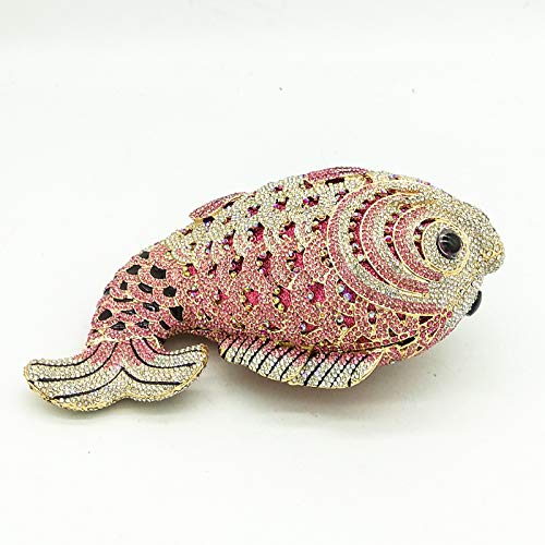 Boutique De FGG Fish Crystal Clutch Purse Formal Evening Bags Women Prom Clutch Bag Wedding Party Rhinestone Handbags,Mini,Multi Orange