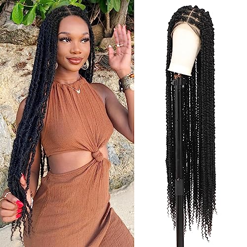 Youthfee 14" locs Braided Wigs for Women and Men Lace Front Braided Wig Knotless Short Black Bob Braid Wig Full Double Lace Braided Wigs with Baby Hair