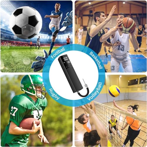 Pumteck Electric Ball Pump, Smart Air Pump Portable Fast Ball Inflation with Precise Pressure Gauge and Digital LCD Display for Football Basketball Volleyball Football (2 Pin and 1 Spout)
