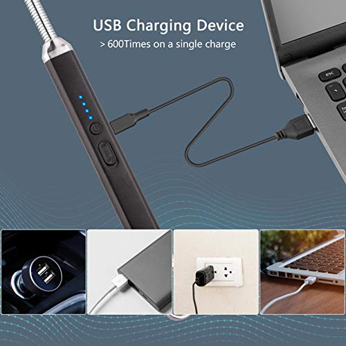 MEIRUBY 2 Pack Lighter Electric Candle Lighter Birthday Gifts for Women Mom Wife Men, Long Electronic Rechargeable USB Lighter Arc Windproof Flameless Lighters for Candle Camping BBQ