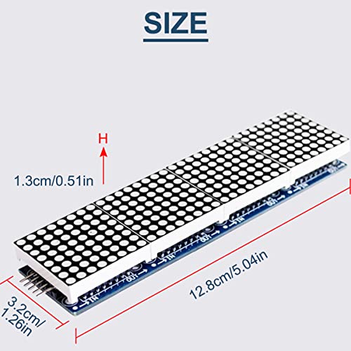 DAOKAI 7219 Dot Matrix Module 8 x 32 MCU Control Driver Board Green LED Common Cathode 4 in 1 Display Module with Cable for Arduino Microcontroller