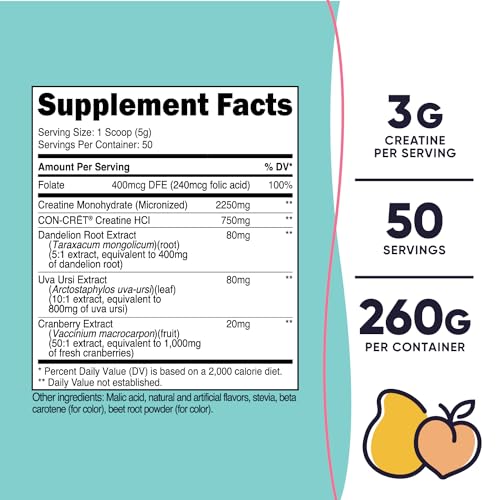 Nutricost Creatine Monohydrate Powder for Women, Micronized, Peach Mango Flavor, 50 Servings - Vegetarian, Non-GMO, Gluten Free