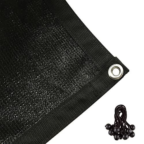 Shatex 90% Shade Fabric Sun Shade Cloth Taped Edge with Grommets Sun-block Mesh Shade for Pergola Cover Canopy 8’ x 12’, Black