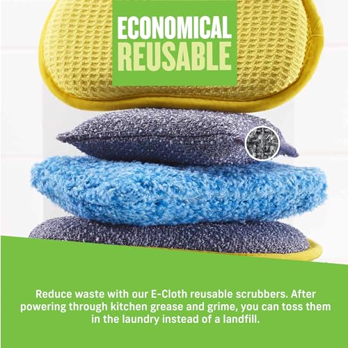 E-Cloth Non-Scratch Scrubbing Pads - Scrubbing Dish Sponges Kitchen Cleaning Kit - Reusable Scrubber Sponges for Dishes and Cleaning - Non-Scratch Scrubbers for Cleaning - 2-Pack