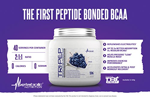Metabolic Nutrition - TRIPEP - Tri-Peptide Branch Chain Amino Acid, BCAA Powder, Pre Intra Post Workout Supplement, Blue Raspberry, 400 Grams (40 Servings)