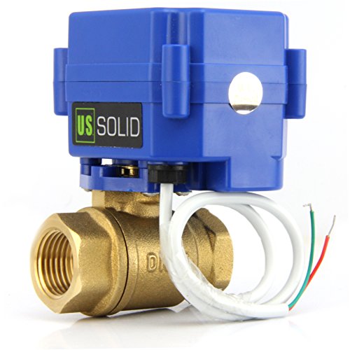 U.S. Solid Motorized Ball Valve- 1" Brass Ball Valve with Standard Port, 9-24V AC/DC and 2 Wire Auto Return Setup