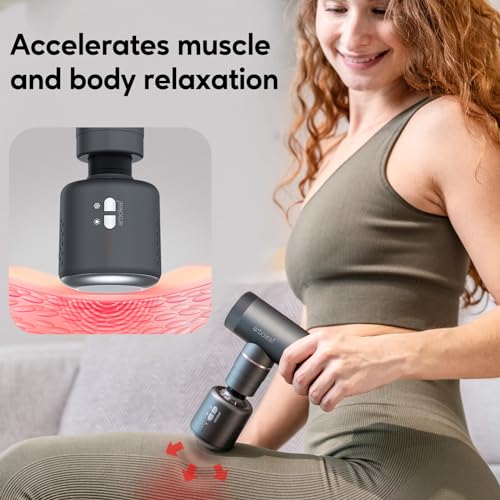 arboleaf Mini Massage Gun with Heat and Cold, Percussion Deep Tissues Muscle Massager, Full-Metal Travel Massage Gun, Portable Handheld Massager for Office Gifts for Him, Home, Athletes