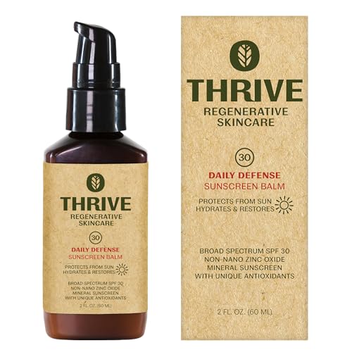 Thrive Natural Care Mineral Face Sunscreen SPF 30 - Daily Sunscreen for Face, No White Cast, Non-Nano Zinc Oxide - Lightweight Moisturizer Broad-Spectrum Protection - Vegan, 2 Fl Oz