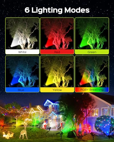 JACKYLED Solar Lights Outdoor, 800 Lumens Solar Spot Lights 3000K/6000K, 4 Modes Solar Landscape Spotlights Waterproof for Yard,2 Pack