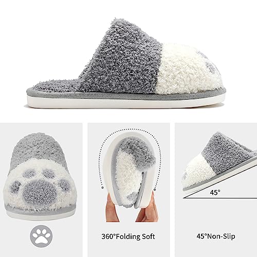 SINNO Cute Animal Slippers for Women Indoor Outdoor Memory Foam House Slippers Soft Warm Cozy Fuzzy Bedroom Non-Slip Shoes Christmas Gift ladies Slippers