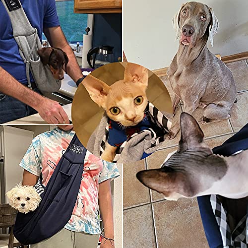 CUBY Dog and Cat Sling Carrier - Small Dog Carrier Sling with Adjust Strap & Zip Pocket, Hands Free Soft Dog Slings for Small Dogs Cats Puppy Pets Outdoor Travel Safety Purse Bag (Black)