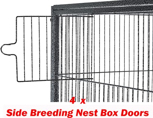 Large Double Stacker Breeding Flight Bird Wrought Iron Double Parrot Bird Separate Breeder Cages Side Nesting Box Doors Easy to Clean Bottom Grates and Trays Removable Rolling Stand