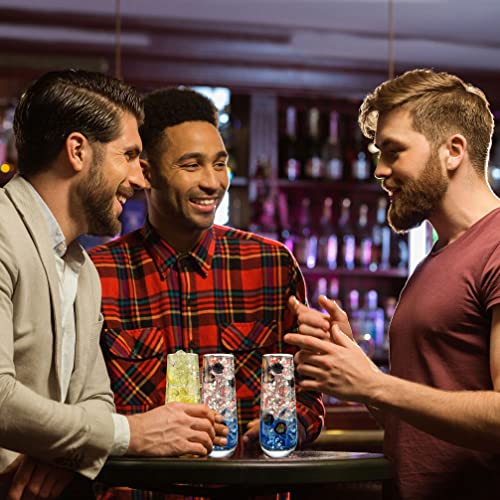 NutriChef 2-Piece Stemless Champagne Flutes Set - 6.4" Tall Crystal Glasses with Thick Heavy Base - Prosecco Wine Flute, Highball Glass, Mimosa Cocktail Glass Set, Bar Glassware - Dishwasher Safe