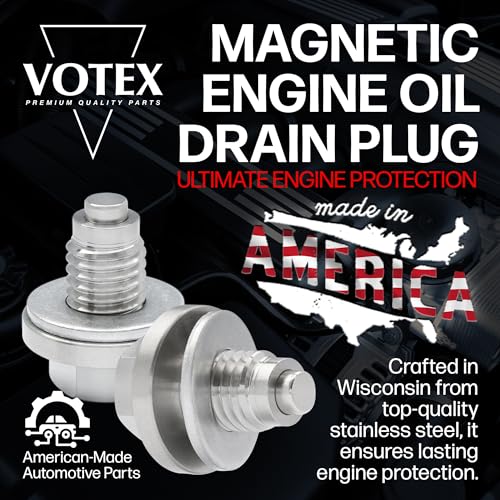 Votex - Made in USA - M12 X 1.75 Magnetic Engine Oil Drain Plug fits Buick, Chevrolet, Cadillac, Ford, GMC - Stainless Steel - Part Number DP002