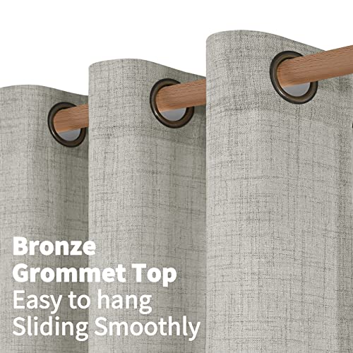 YoungsTex Natural Linen Curtains 84 Inches Long for Bedroom Bronze Grommet Rustic Textured Window Drapes for Living Room Kids Room Divider Light Filtering, 2 Panels, 42 X 84 Inch