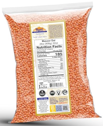 Rani Masoor Dal (Indian Red Lentils) Split Gram, 32oz (2lbs) 908g ~ All Natural | Gluten Friendly | NON-GMO | Kosher | Vegan | Indian Origin