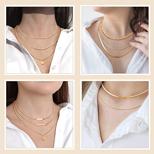 Tiamon 12 Pcs Gold Silver Jewelry Sets for Women Layered Set of Earring Necklace Bracelets for Men Jewelry Gifts(Gentle Style)