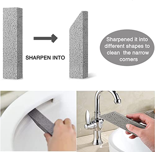 6 Pack Pumice Stone for Toilet Bowl Cleaning, Scouring Stick Remove Toilet Bowl Hard Water Rings, Calcium Buildup and Rust Suitable for Cleaning Toilet, Bathroom, Kitchen Sink, Grill(Gray