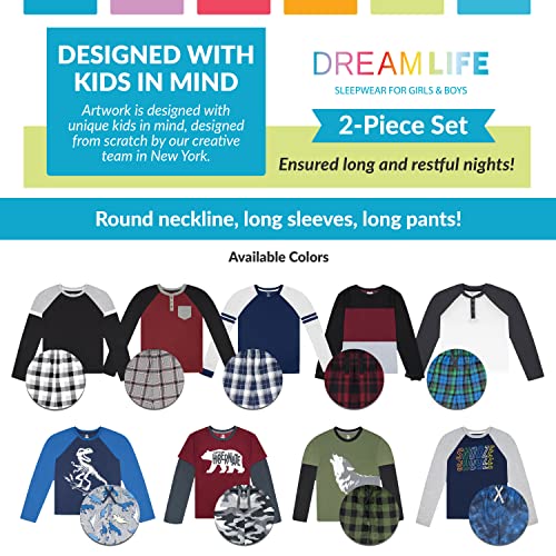 US Angels Dreamlife Boys Pajama Sleepwear Set, Super Soft and Cozy 2 Piece Long Sleeve Pants Set, Maroon, 8