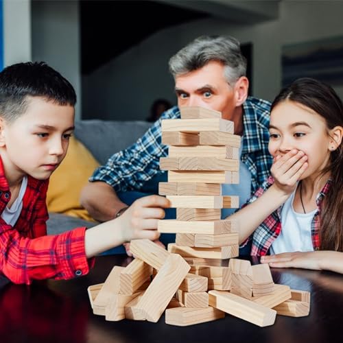 Aivalas Giant Timber Blocks Games, 56 Blocks Large Tower Outdoor Games - Includes Carry Bag and Scoreboard, Wood Stacking Yard Games Grows from 2FT to Over 4.2FT for Kids Adults Family