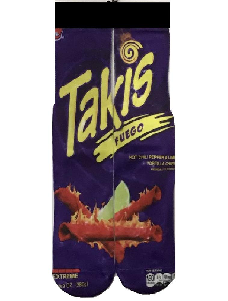 Kids Teens and Adult Socks Mid Crew 3D Printed Fits Men Women Boys Girls Youth Children Funny Novelty Animal Food Over 70 Designs (Kid's (Fits Ages 3-9), Taki's Chips)