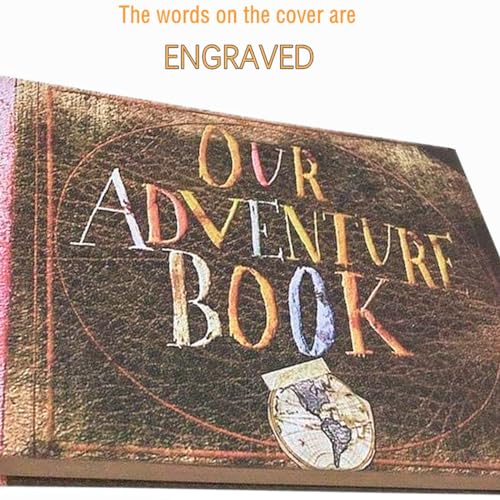 Our Adventure Book Handcrafted 11.92 x 7.62" Leather-Bound Scrapbook, Embossed Lettering, Inspired by 'Up', Ideal for Photos, Gift for Couples Anniversary, Weddings, Travelling, Birthday, Christmas
