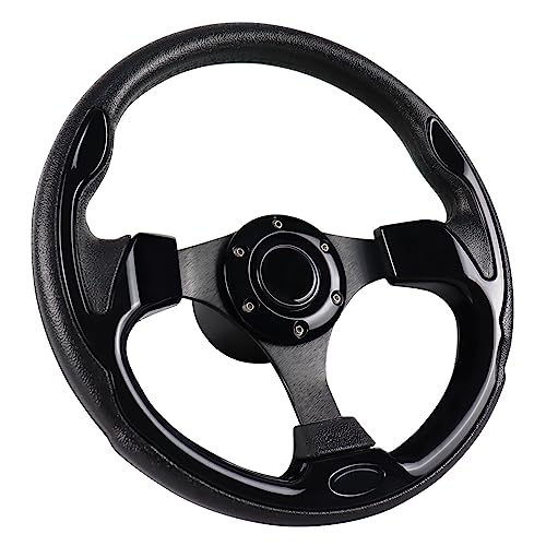 MOTAFAR 12.4" Boat Steering Wheel with 3/4“ Tapered Shaft, Anti-Slip PU Carbon Fiber Steering Wheel for Seastar and Verad, etc. for Marine Boats, Vessels, Yacht, Pontoon Boat(5156-Black)