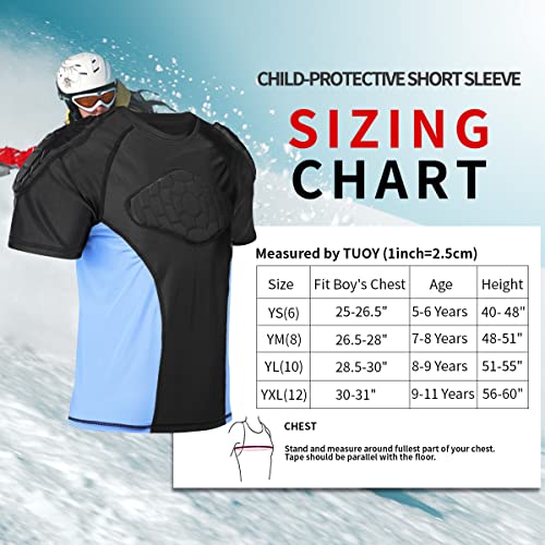TUOYR Youth Padded Compression Shirt Football Chest Heart Guard Protection for Kids Baseball Shoulder Sternum Protector Boys Kids Breathable Undershirt for Basketball Lacrosse Rugby