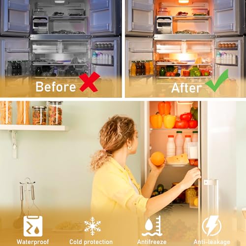 hansang LED Refrigerator Light Bulb E26 Base, 3000K Soft White, 6W Waterproof Appliance Bulb 60Watt Equivalent, A15 Small Fridge Light Bulb, Frigidaire Freezer Bulbs, 120V, 600LM, 2 Pack, Non-Dimmable