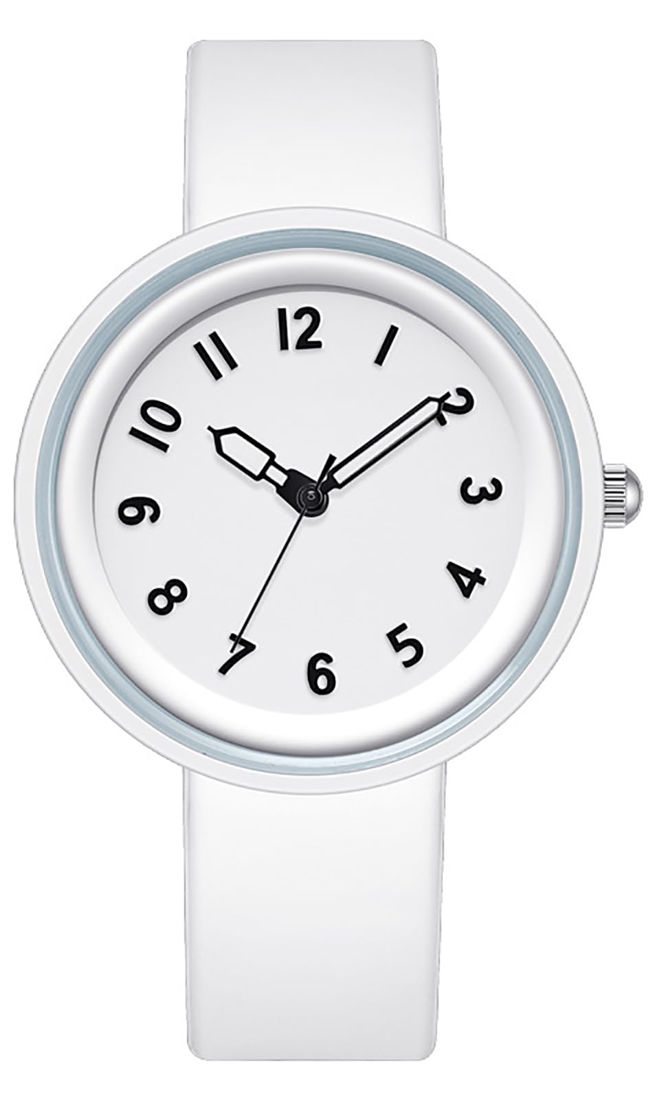 BESTKANG Women's Silicone Strap Watch Quartz Casual Arabic Numerals Waterproof and Easy to Read Simplicity Watches for Women (White)