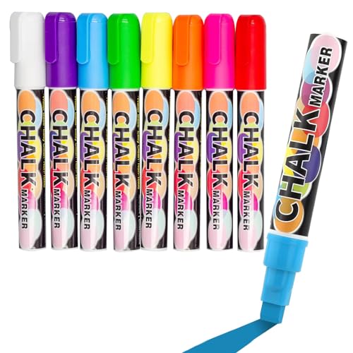 Celepen Window Chalk Markers for Cars Glass Washable, 8 Colors Jumbo Liquid Chalk Marker Pens with 10mm 3 in 1 Nib Wide Tip, Chalkboard Markers Car Window Paint Markers Pen for Auto, Mirror, Poster