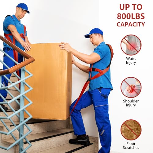 KEDSUM Moving Straps & Lifting Straps, 2-Person Lifting Straps Moving, Anti-Slip Adjustable Lifting Straps Dolly for Move and Carry Furniture, Appliances, Mattresses, Hold Up to 800lbs, Medium Size