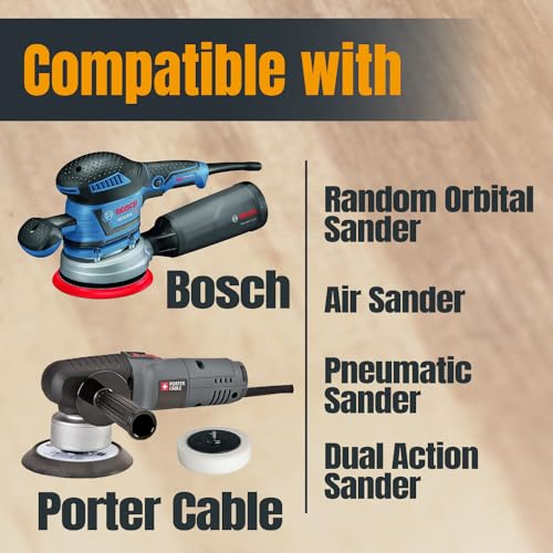POWERTEC 45206G-50, 60 Grit, 6 Inch 6 Hole Hook and Loop Sanding Discs for Random Orbital Sander, 50PK