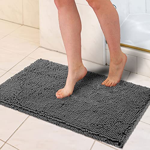Muddy Mat Chenille Bathroom Rugs Quick Dry Microfiber Mats Non Slip Washable, Extra Thick, Soft and Highly Absorbent Bath Mats for Bathroom, Kitchen, and Shower Floor - Atlantic Blue Small 28"X18"