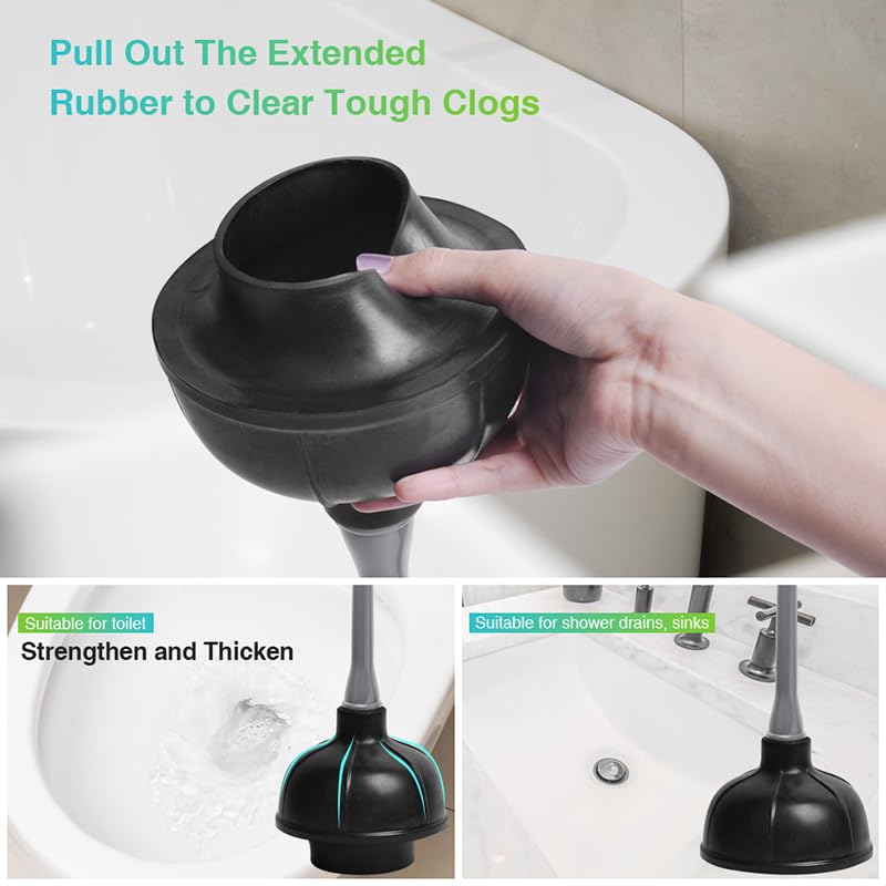 Toilet Plunger and Bowl Brush Set - Complete Bathroom Cleaning Combo for Effective Toilet Maintenance - Durable Tools for Unclogging and Scrubbing Toilets (White)
