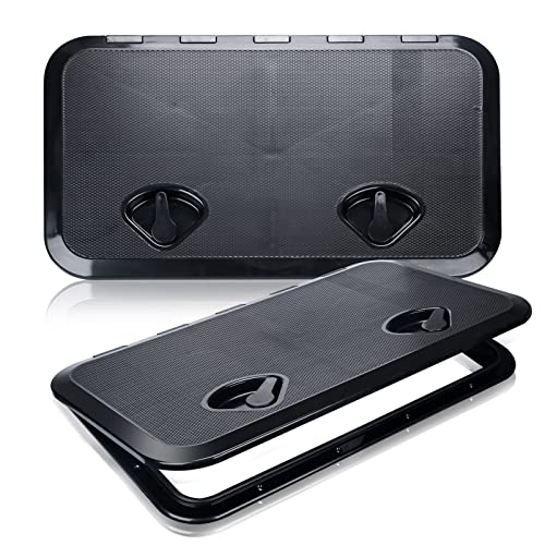 smartmarine 24"x14" Marine Boat Deck Hatch Cover,Boat Access Hatch & Lid, Black/White (Black)