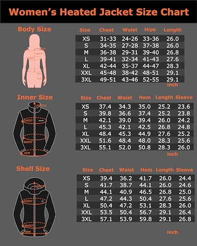 Venustas Women’s 3-in-1 Heated Jacket with Battery 7.4V, Electric Fleece Jacket & Waterproof Ski Coat with Hood for Outdoor