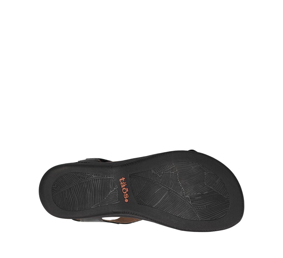 Taos The Show Premium Leather Women's Sandal - Experience Everyday Style, Comfort, Arch Support, Cooling Gel Padding and an Adjustable Fit for Exceptional Walking Comfort Black 8 (M) US