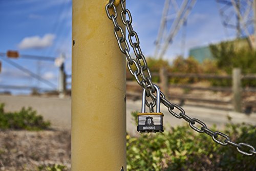 BRINKS - 44mm Commercial Laminated Steel Keyed and Warded Padlock with 2” Shackle - Hardened Stainless Steel Shackle with Steel Locking Bars