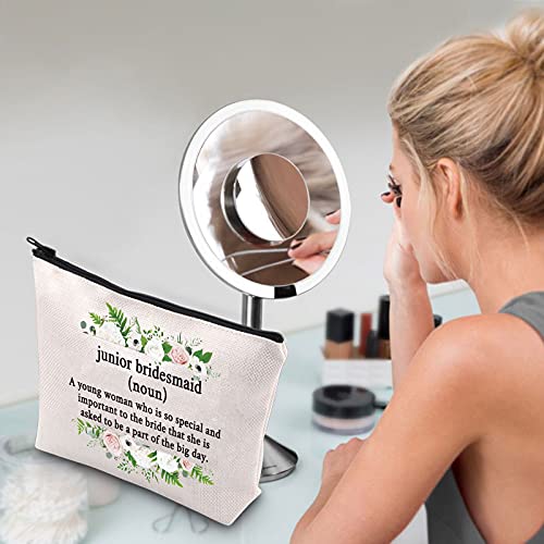 WCGXKO Junior Bridesmaid Gift Maid of Honor Proposal Gift Wedding Day Zipper Pouch Makeup Bag For Bridesmaid (Junior Bridesmaid)