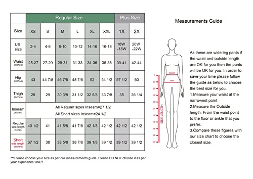 Tronjori Women High Waist Casual Wide Leg Long Palazzo Work Dress Pants Business Trousers Regular Size(XXL Long, Black)