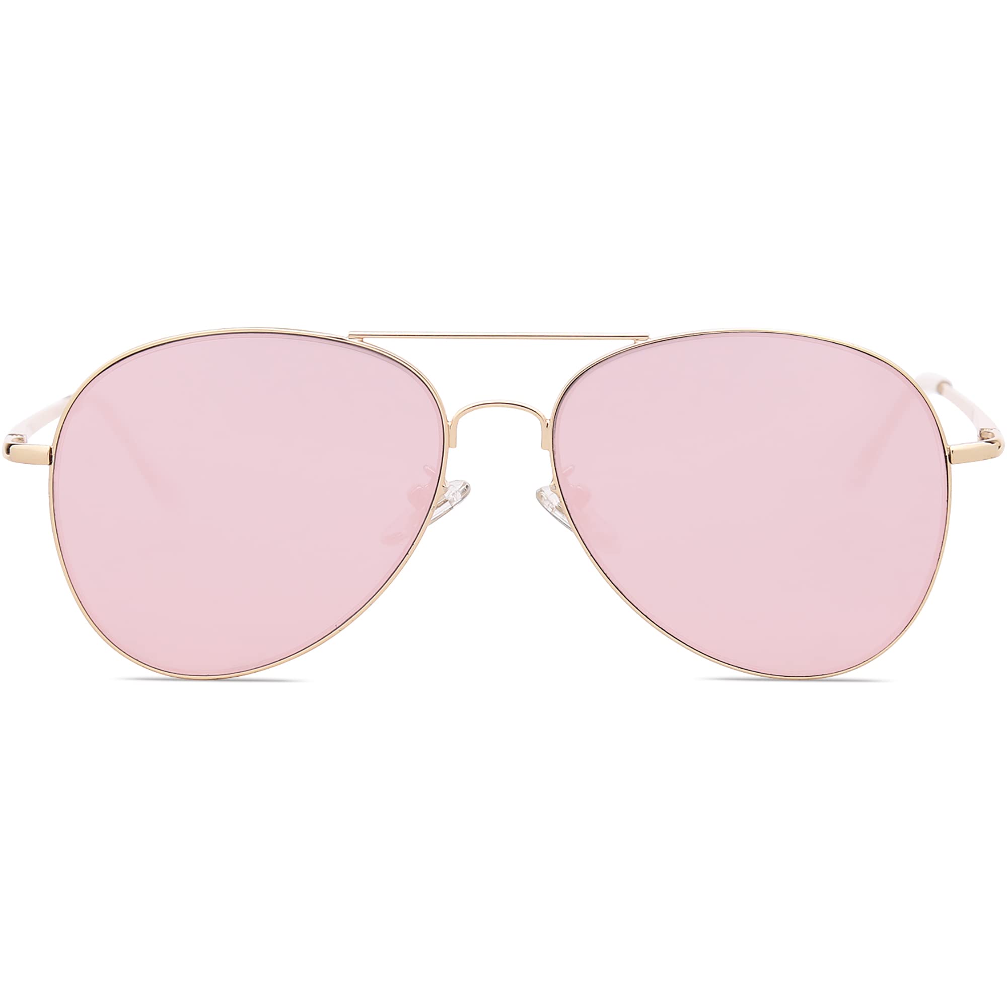 SOJOS Classic Aviator Sunglasses for Women Men Metal Frame Spring Hinges SJ1030, Gold/Pink